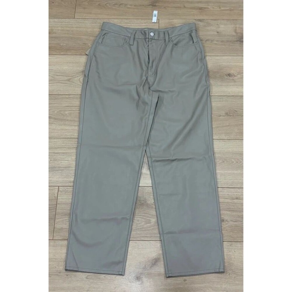 NWT Madewell Perfect Vintage Straight Faux Leather Pants Beige 31